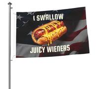 Drapeaux De Jardin J'Avale Des Saucisses Juteuses Drapeaux Décoratifs D'Extérieur Couleurs Vives Bannière De Jardin Pour Jardins Carnavals Balcon 90X150 CM