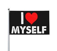 Drapeaux De Jardin Je M'Aime Trop Bien Je Me Sens Trop Bien Drapeau Fierté Durable Drapeaus Décoratif Résistant Bannières Extérieure Pour Balcon Célébrations Festivals 90X152CM