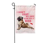 Drapeaux De Jardin Je N'Ai Pas Pété Mon Cul, Je T'Ai Envoyé Un Bisou, Chien Carlin Drapeau Fierté Imperméabiliser Drapeaus Décoratif Couleurs Vives Bannières Extérieure Pour Fête Défilé 30X45CM