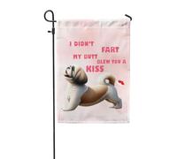 Drapeaux De Jardin Je N'Ai Pas Pété Mon Cul, Je T'Ai Envoyé Un Bisou Shih Tzu Lion Dog Drapeau Fierté Durable Drapeaus Décoratif Résistant Bannières Extérieure Pour Défilé Festivals Fête 30X45CM