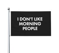 Drapeaux De Jardin Je N'Aime Pas Les Gens Du Matin Grand Drapeau Couleurs Resistant Exterieur Traditionnel Bannière, Pour Les Bureaux, Balcon, Jardin, 90x150cm