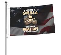 Drapeaux De Jardin Je Ne Suis Pas Un Gorille, Mais Je Peux Battre Cent Hommes. Bannière De Jardin Vintage Bannière De Cour Pour Décoration Pelouse Balcon 90X150 CM