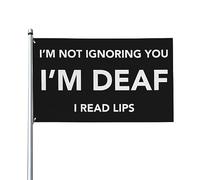 Drapeaux De Jardin Je Ne T'Ignore Pas, Je Suis Sourd, Je Lis Sur Les Lèvres Bannières Extérieure Couleurs Vives Bannière Jardins Durable Drapeaus Décoratif Pour Festivals Défilé Fête 90X152CM