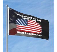 Drapeaux De Jardin Je Préférerais Être Américain Plutôt Que Démocrate Bannière Jardins Couleurs Vives Bannières Extérieure Résistant Drapeaus Décoratif Pour Festivals Fête Défilé 90X152CM