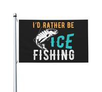 Drapeaux De Jardin Je Préférerais Pêcher Sur Glace Drapeau Paysage Personnalisés Imprimé Bannière, Pour Les Défilés, Les Bureaux, D'Intérieur, 90X150Cm