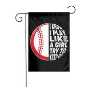 Drapeaux De Jardin Je Sais Que Je Joue Comme Une Fille, Essayez De Suivre Le Rythme Résiste Aux Intempéries Treer Drapeau Décorations Drapeau Extérieur Pour Balcon Fête Ferme 30X45Cm