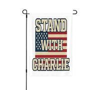 Drapeaux de jardin « Je soutiens Charlie Kirk » 12"x18" Bannière double face sans mât