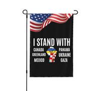 Drapeaux de jardin « Je soutiens le Canada, le Groenland, le Mexique, le Panama, Gaza et l'Ukraine » pour la décoration extérieure. Petits drapeaux de 30 x 45 cm (12 x 18 pouces).