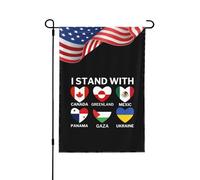 Drapeaux de jardin « Je soutiens le Canada, le Groenland, le Mexique, le Panama, Gaza et l'Ukraine » pour la décoration extérieure. Petits drapeaux de 30 x 45 cm (12 x 18 pouces).