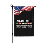 Drapeaux de jardin « Je soutiens le Canada, le Groenland, le Mexique, le Panama, Gaza et l'Ukraine » pour la décoration extérieure. Petits drapeaux de 30 x 45 cm (12 x 18 pouces).