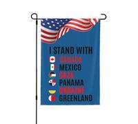 Drapeaux de jardin « Je soutiens le Canada, le Groenland, le Mexique, le Panama, Gaza et l'Ukraine » pour la décoration extérieure. Petits drapeaux de 30 x 45 cm (12 x 18 pouces).