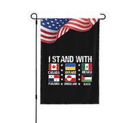 Drapeaux de jardin « Je soutiens le Canada, le Groenland, le Mexique, le Panama, Gaza et l'Ukraine » pour la décoration extérieure. Petits drapeaux de 30 x 45 cm (12 x 18 pouces).