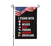 Drapeaux de jardin « Je soutiens le Canada, le Groenland, le Mexique, le Panama, Gaza et l'Ukraine » pour la décoration extérieure. Petits drapeaux de 30 x 45 cm (12 x 18 pouces).