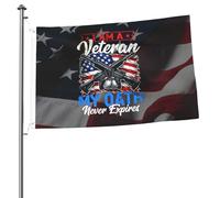 Drapeaux De Jardin Je Suis Un Ancien Combattant. Mon Serment N'Expire Jamais. Bannières Extérieure Vintage Bannière De Cour Pour Balcon Défilé Intérieurs 90X150 CM