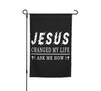 Drapeaux De Jardin Je-Sus Changed My Life Christianty Crossed Premium Pelouse Drapeaux Toutes Les Saisons Treer Drapeau Pour Jardinage Patio M