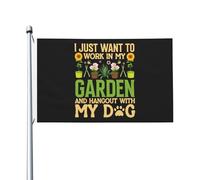 Drapeaux De Jardin Je Veux Juste Travailler Dans Mon Jardin Et Passer Du Temps Avec Mon Chien. Bannières Extérieure Durable Drapeau Fierté Decoration Bannière Jardins Pour Balcon Défilé 90X152CM