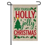 Drapeaux De Jardin Je Vous Souhaite De Joyeuses Fêtes De Noël. Décorations Drapeau Extérieur Coupe-Vent Et Étancheune Pelouse Drapeaux Pour Célébrations Balcon Fête 30X45Cm