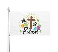 Drapeaux De Jardin Jésus-Christ Est Ressuscité Bannières Extérieure Couleurs Vives Drapeau Fierté Durable Drapeaus Décoratif Pour Festivals Fête Balcon 90X152CM