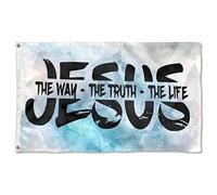 Drapeaux De Jardin Jésus-Christ Jésus Le Chemin, La Vérité, La Vie Garden Flag Pelouse Drapeaux Résiste Aux Intempéries Pour Balcon Fête Ferme 90X150 Cm