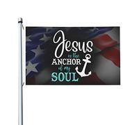 Drapeaux De Jardin Jésus Est L'Ancre De Mon Âme Bannière Extérieure Premium Drapeau Extérieur Pour Ferme Balcon Fête Jardinage 90X150 Cm