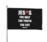 Drapeaux De Jardin Jésus Est Le Chemin, La Vérité, La Vie Drapeau De Bienvenue 2 Œillets Métalliques Décoration Bannière À Œillets, Pour Les Bureaux, Balcon, Jardin, 90X150Cm