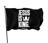 Drapeaux De Jardin Jesus Is King Christianty Scripture Quote BannièRe Jardins Durable Drapeau fierté Résistant Drapeaus Décoratif Pour Balcon Célébrations Fête 90X152CM