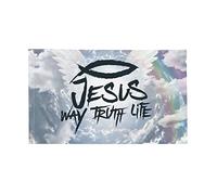 Drapeaux De Jardin Jésus, Le Chemin, La Vérité, La Brise De Vie Drapeau Fierté Durable Drapeaus Décoratif Résistant Bannière Jardins Pour Festivals Fête Défilé 90X152CM