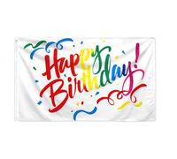 Drapeaux De Jardin Joyeux Anniversaire Couleurs Meilleurs Vœux Drapeau Extérieur Pelouse Drapeaux Coupe-Vent Et Étancheune Pour Ferme Patio 90X150 Cm