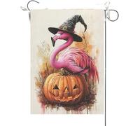 Drapeaux De Jardin Joyeux Halloween, Flamant Rose Citrouille Effrayant Drapeau Fierté Imperméabiliser Drapeaus Décoratif Résistant Bannières Extérieure Pour Festivals Balcon Défilé 30X45CM