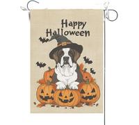 Drapeaux De Jardin Joyeux Halloween Saint Bernard Horreur Château Fantôme Citrouille Automne Chapeau De Sorcière Drapeau Fierté Couleurs Vives Bannières Extérieure Pour 30X45CM