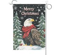 Drapeaux De Jardin Joyeux Noël À Tête Blanche Flocon De Neige De Noël, Sapin Drapeau Fierté Durable Bannière Jardins Imperméabiliser Drapeaus Décoratif Pour Défilé Festivals 30X45CM