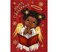 Drapeaux De Jardin Joyeux Noël, Ange Noir, Chants De Noël Religieux Afro-Américains Décoratif Drapeaux Lavable Traditionnel Bannière, Pour Les Bureaux, D'Intérieur, Jardin, 30x45cm