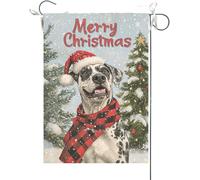 Drapeaux De Jardin Joyeux Noël, Grand Danois Avec Écharpe De Noël Bannière Jardins Couleurs Vives Bannières Extérieure Imperméabiliser Drapeaus Décoratif Pour Festivals Défilé 30X45CM