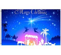 Drapeaux De Jardin Joyeux Noël Histoire Ange Accouchement Hiver Pelouse Drapeaux Drapeau Extérieur Résiste Aux Intempéries Pour Balcon Fête Patio 90X150 Cm