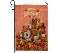 Drapeaux de jardin koala pour l'automne et Thanksgiving - 30,5 x 45,7 cm - Double face pour l'extérieur - Amusant pour l'automne - Drapeaux verticaux standard en toile de Turquie - Drapeaux de maison