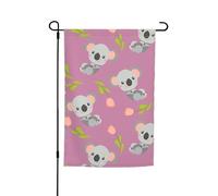 Drapeaux de jardin Koala souriant et tulipes roses 12x18 recto verso, drapeau de jardin printanier, pour l'extérieur, petits drapeaux de jardin saisonniers, décoration de jardin pour l'extérieur, déco