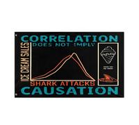 Drapeaux De Jardin La Corrélation N'Implique Pas De Causalité. Attaques De Requins Bannière Extérieure Résiste Aux Intempéries Drapeau Extérieur Pour Célébrations Balcon Fête Ferme 90X150 Cm