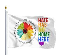 Drapeaux De Jardin La Haine N'A Pas Sa Place Ici Bannière Jardins Durable Drapeau Fierté Résistant Drapeaus Décoratif Pour Festivals Défilé Célébrations 90X152CM