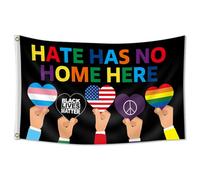 Drapeaux De Jardin La Haine N'A Pas Sa Place Ici Garden Flag Pelouse Drapeaux Coupe-Vent Et Étancheune Pour Célébrations Balcon Fête 90X150 Cm