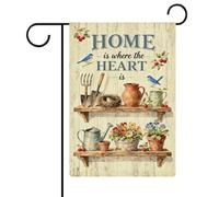 Drapeaux De Jardin La Maison De Campagne Fleurie Est Là Où Se Trouve Le Cœur Bannière De Drapeaux Couleurs Vives Traditionnel Bannière, Pour D'Intérieur, Balcon, Les Bureaux, 30x45cm