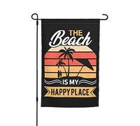 Drapeaux De Jardin La Plage Est Mon Havre De Paix. Résiste Aux Intempéries Treer Drapeau Coupe-Vent Et Étancheune Pelouse Drapeaux Pour Ferme Patio 30X45Cm