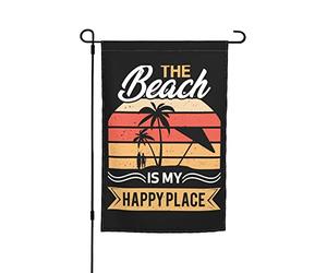 Drapeaux De Jardin La Plage Est Mon Havre De Paix. Résiste Aux Intempéries Treer Drapeau Coupe-Vent Et Étancheune Pelouse Drapeaux Pour Ferme Patio 30X45Cm