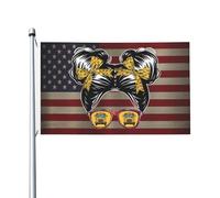 Drapeaux De Jardin La Vie D'Une Conductrice De Bus, Un Chignon En Désordre, Une Conductrice De Bus Scolaire Mignonne, Célèbre Chaque Instant Drapeau Fierté Drapeaus Décoratif Pour 90X152CM