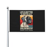 Drapeaux De Jardin La Vie Est Plus Belle Avec Un Mastiff Anglais Bannières Extérieure Imperméabiliser Bannière De Cour Pour Cour Extérieurs Carnavals 90X150 CM