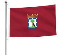 Drapeaux De Jardin La Ville De Madrid Drapeau Fierté Résistant Drapeaus Décoratif Imperméabiliser Bannières Extérieure Pour Fête Balcon Défilé 90X152CM