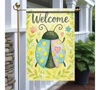 Drapeaux De Jardin Ladybug Welcome Cute Colorful Bug With Hearts And Polka Dots For Spring Résiste Aux Intempéries Drapeau Extérieur Toutes Les Saisons Treer Drapeau Pour Patio Ferme S