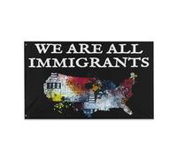 Drapeaux De Jardin L'Amérique A Été Construite Par Les Immigrants Immigration Drapeau Extérieur Premium Treer Drapeau Pour Jardinage Patio Ferme 90X150 Cm