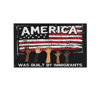 Drapeaux De Jardin L'Amérique A Été Construite Par Les Immigrants Immigration Pelouse Drapeaux Toutes Les Saisons Treer Drapeau Pour Célébrations Balcon Fête Ferme 90X150 Cm