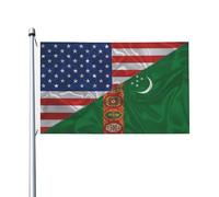 Drapeaux De Jardin L'Amérique Et Le Turkménistan Triangle Du Turkménistan Drapeau Fierté Résistant Drapeaus Décoratif Couleurs Vives Bannière Jardins Pour Fête Balcon Défilé 90X152CM