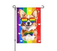 Drapeaux De Jardin L'Amour C'Est L'Amour Corgi Chien Arc-En-Ciel Fierté Lgbtq Drapeau Fierté Résistant Drapeaus Décoratif Durable Bannières Extérieure Pour Fête Balcon Défilé 30X45CM